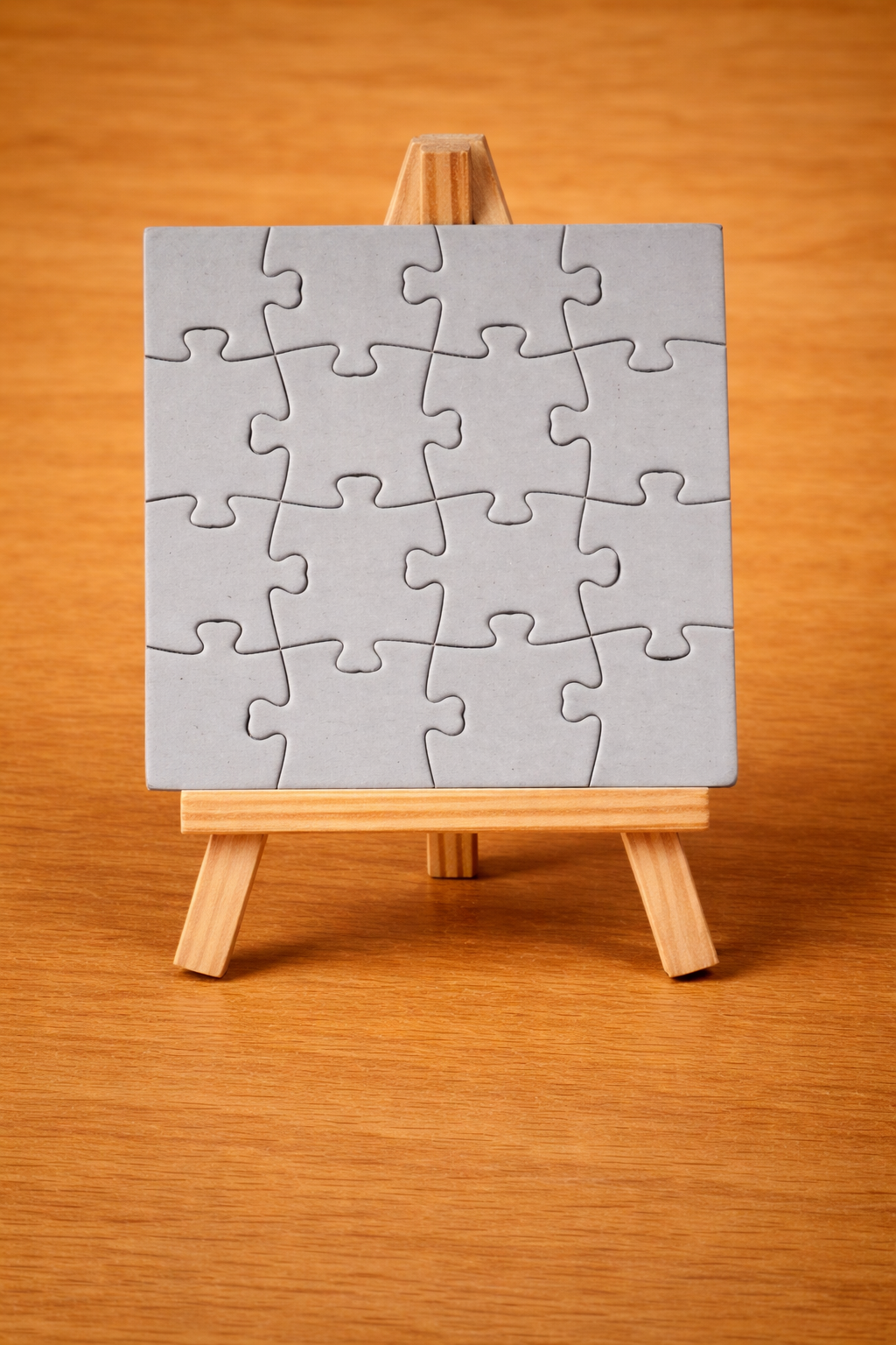 Puzzle complet asamblat pe șevalet, sugerând training și dezvoltarea competențelor