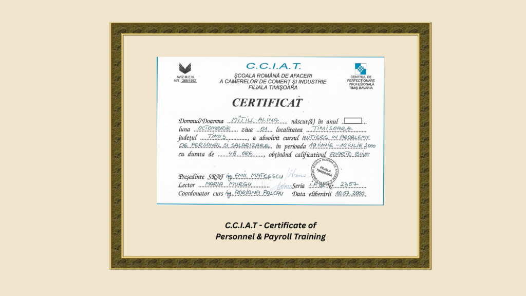 Certificat payroll si personal