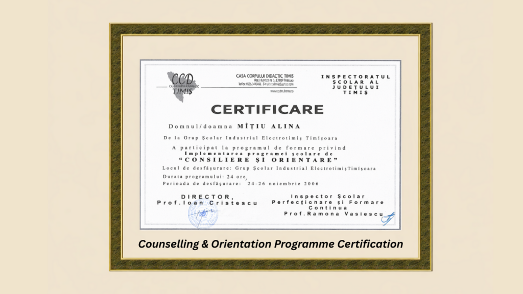 certificat - Consiliere si orientare
